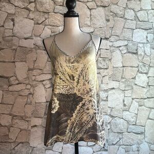 Red and Gray Asymmetrical Graphic Tank Top